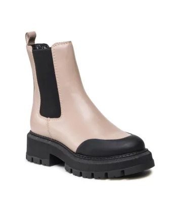 Ghete Chelsea dama,  5904862196053, Bej, Piele naturala, Bej