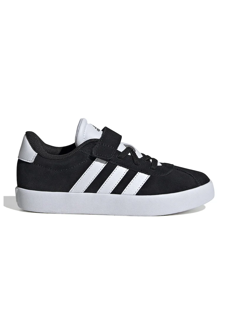 Pantofi sport VL Court 3.0 de piele intoarsa cu velcro, Alb/Negru