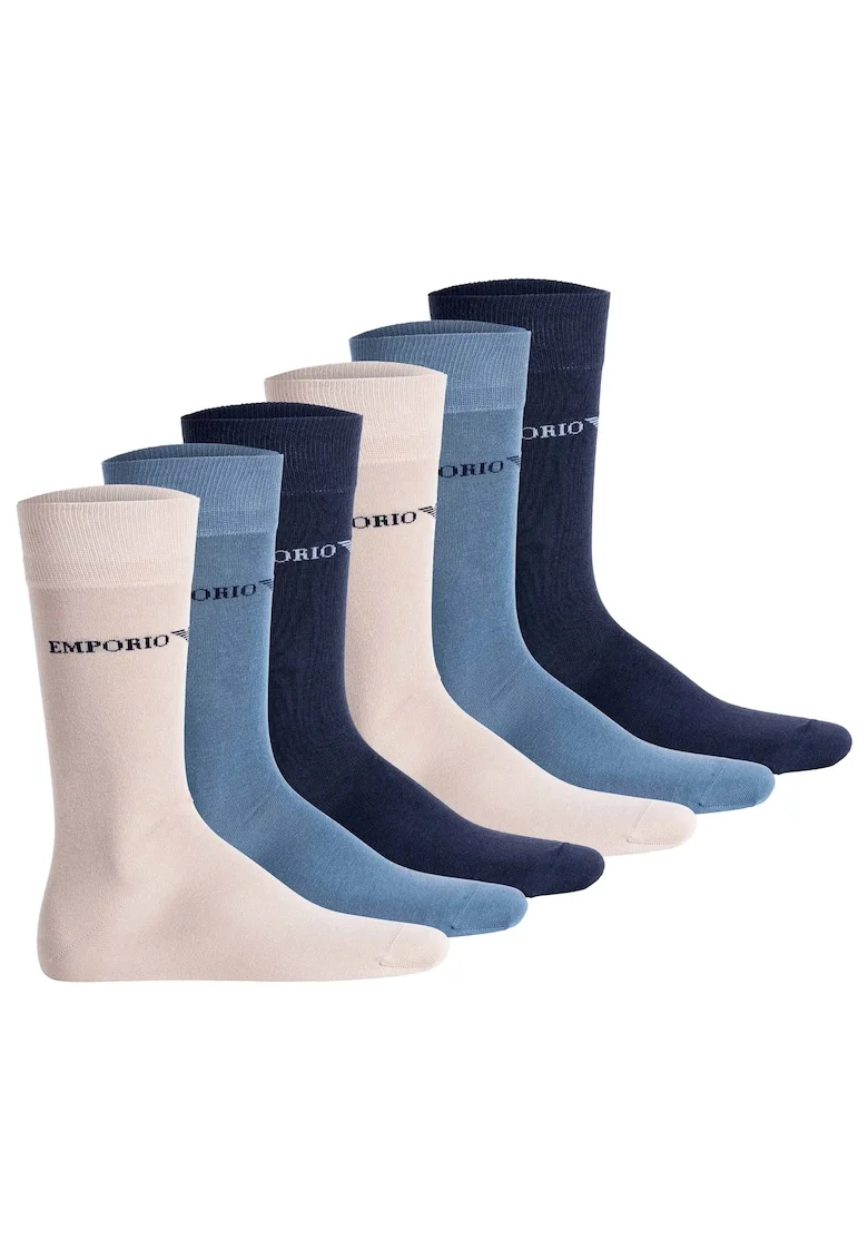 Set de sosete lungi, cu logo - 6 perechi, Albastru