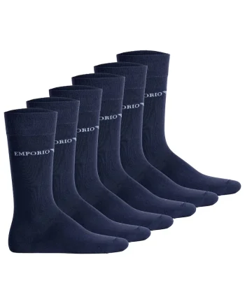 Set de sosete lungi, cu logo - 6 perechi, Bleumarin
