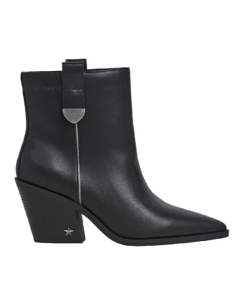 Botine din piele cu varf ascutit, Negru