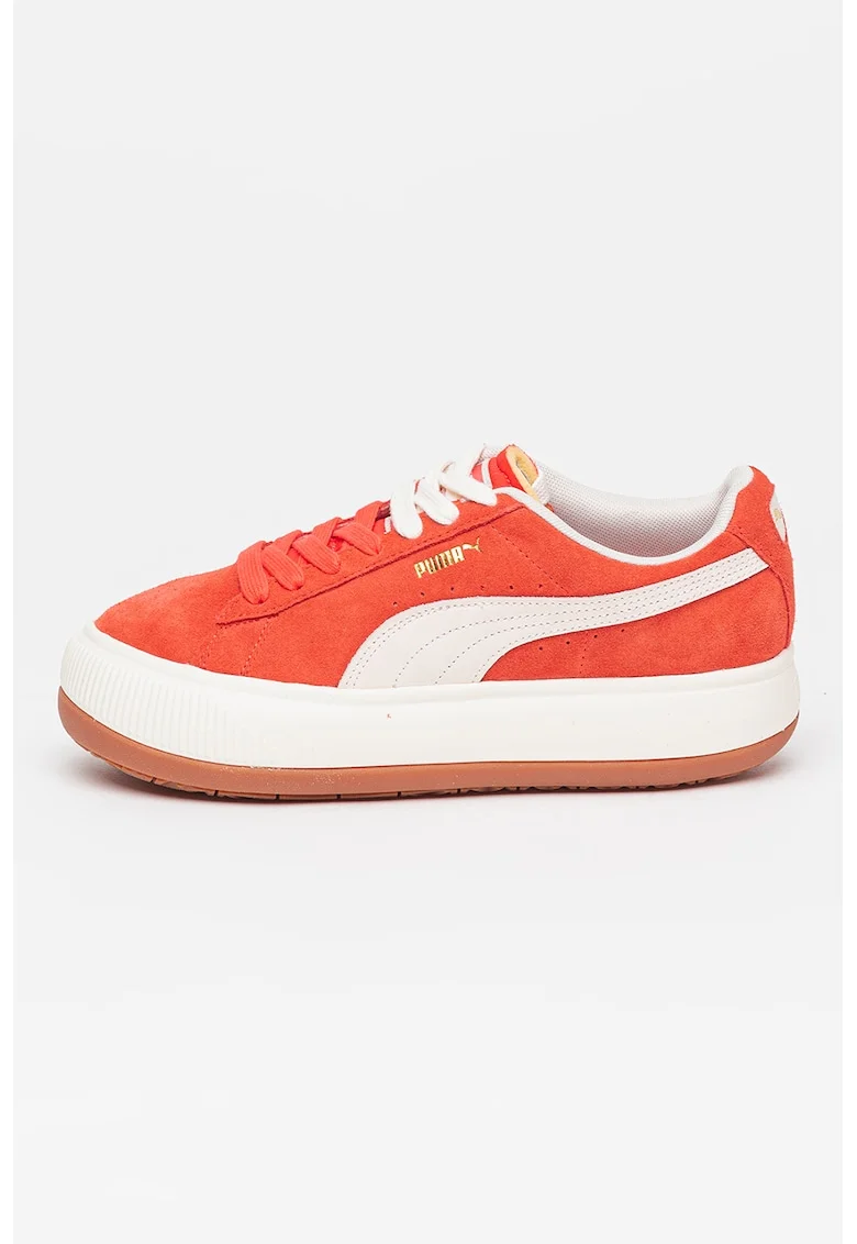 Pantofi sport flatform din piele intoarsa cu logo Mayu, Coral