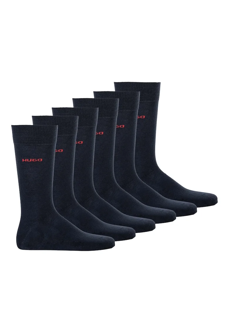 Set de sosete lungi cu logo - 6 perechi, Albastru