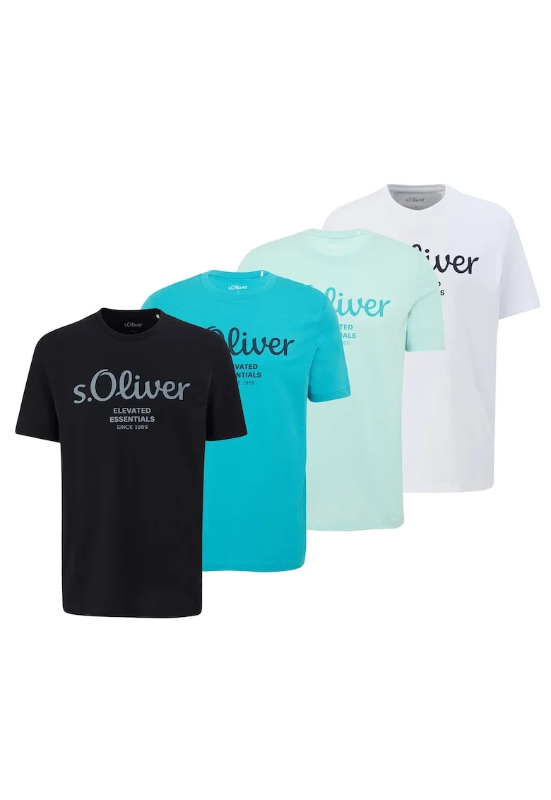 Set de tricouri cu imprimeu logo - 4 piese, Multicolor