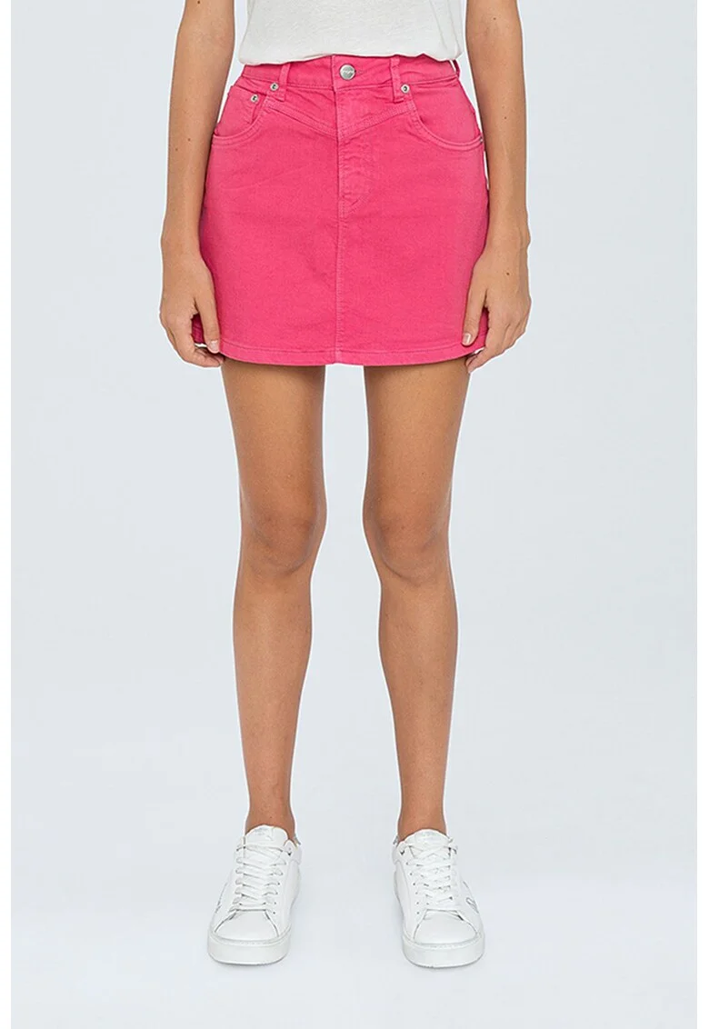 Fusta mini din denim, Fucsia