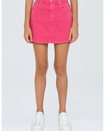 Fusta mini din denim, Fucsia