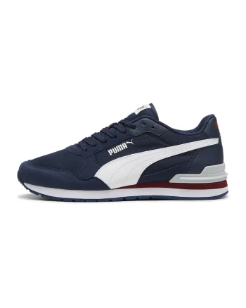 Pantofi sport ST Runner v4 de plasa cu garnituri de piele ecologica, Alb/Bleumarin
