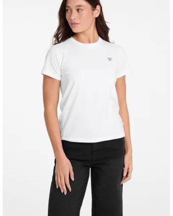 Tricou regular fit cu aplicatie logo discreta, Alb