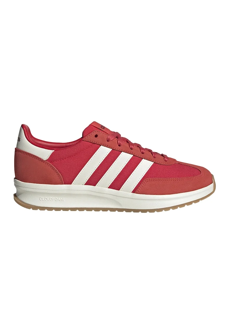 Pantofi sport cu garnituri din piele intoarsa si material textil, Alb/Rosu vermillion