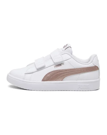 Pantofi sport Rickie Classic cu velcro, Alb/Bronz
