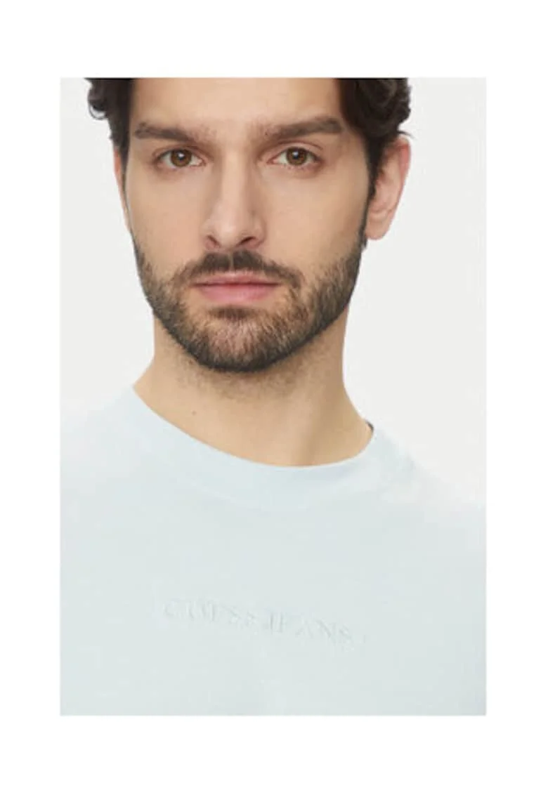 Tricou uni cu decolteu la baza gatului din bumbac
