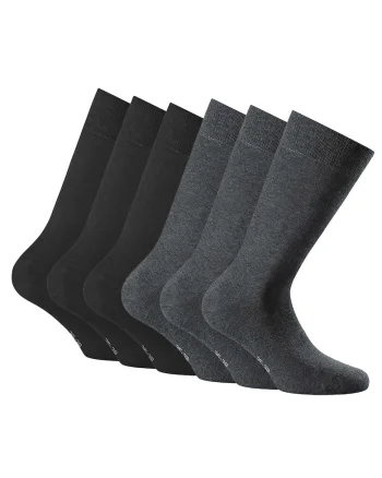 Rohner, Set de sosete lungi unisex - 6 perechi, Negru/Gri antracit