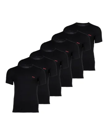 Set de tricouri cu decolteu la baza gatului - 6 perechi, Negru
