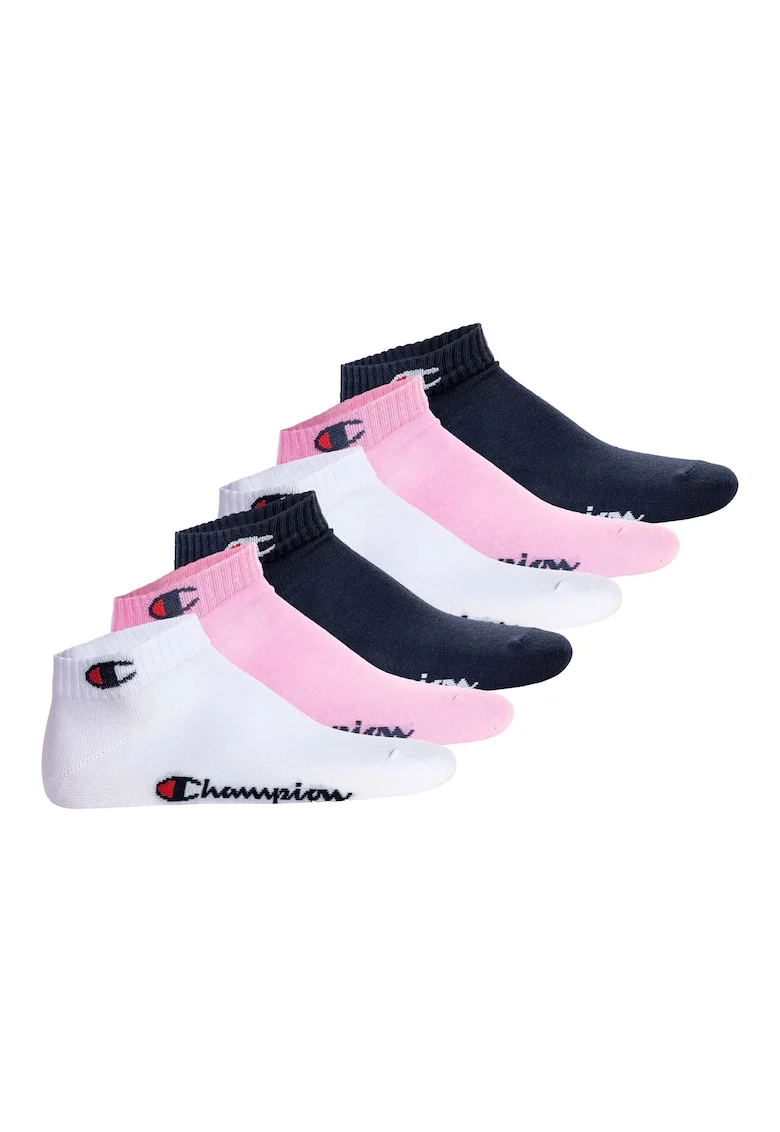 Set de sosete pana la glezna unisex cu logo - 6 perechi, Alb/Roz/Albastru