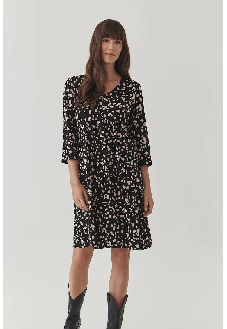 Rochie cu model Nerto, Negru/Crem
