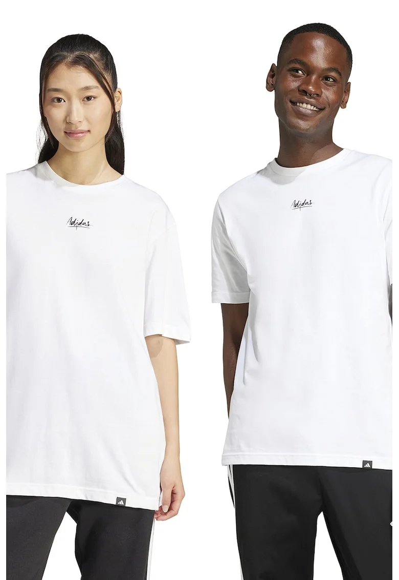 Tricou din amestec de bumbac cu imprimeu grafic pe partea din spate, Alb