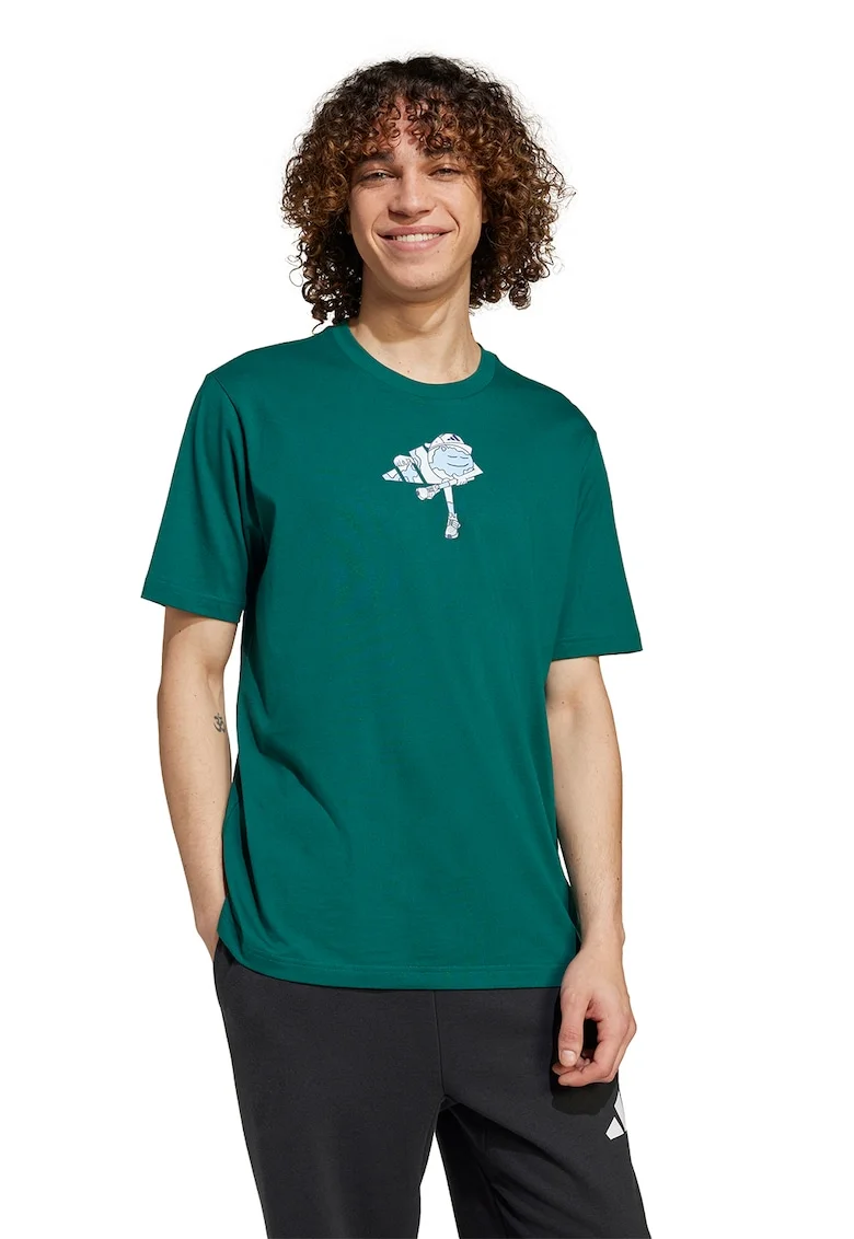 Tricou cu logo C Earth, Verde/Alb murdar
