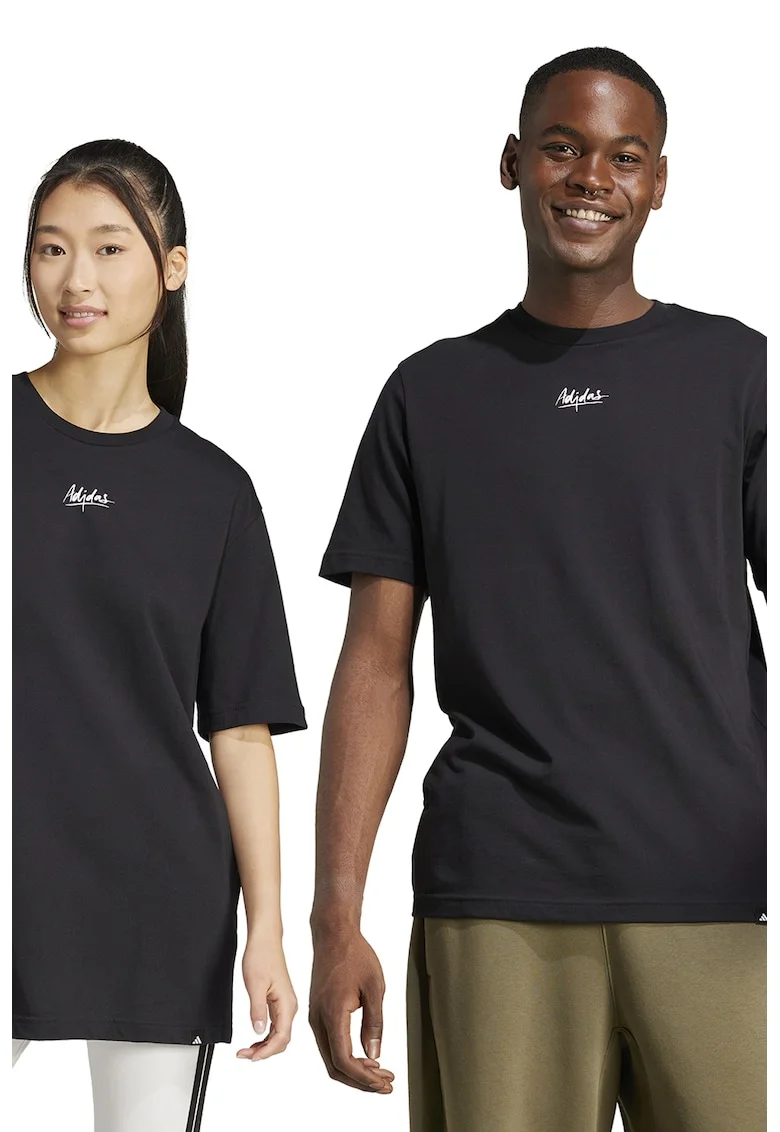 Tricou din amestec de bumbac cu imprimeu grafic pe partea din spate, Negru/Galben