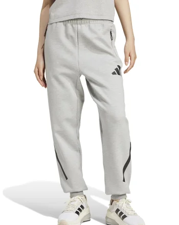 Pantaloni de trening cu buzunare cu fermoar Z.N.E., Negru/Gri melange