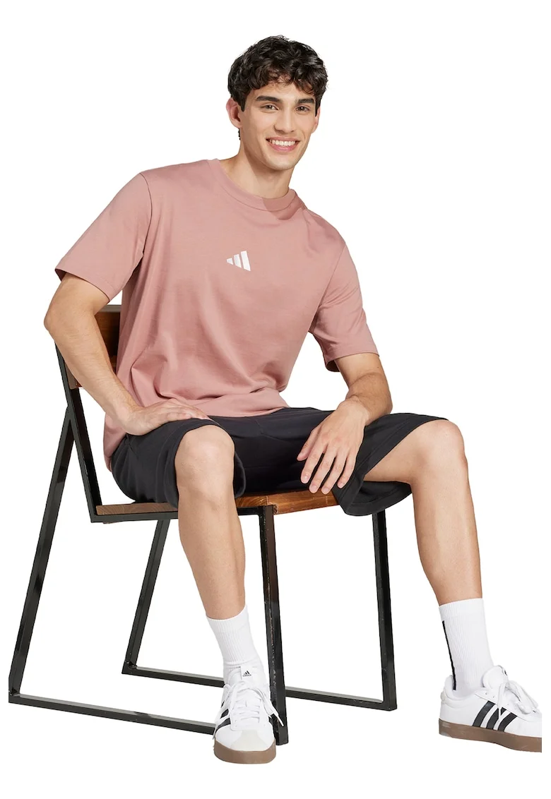Pantaloni scurti din amestec de bumbac cu imprimeu logo, Alb/Negru