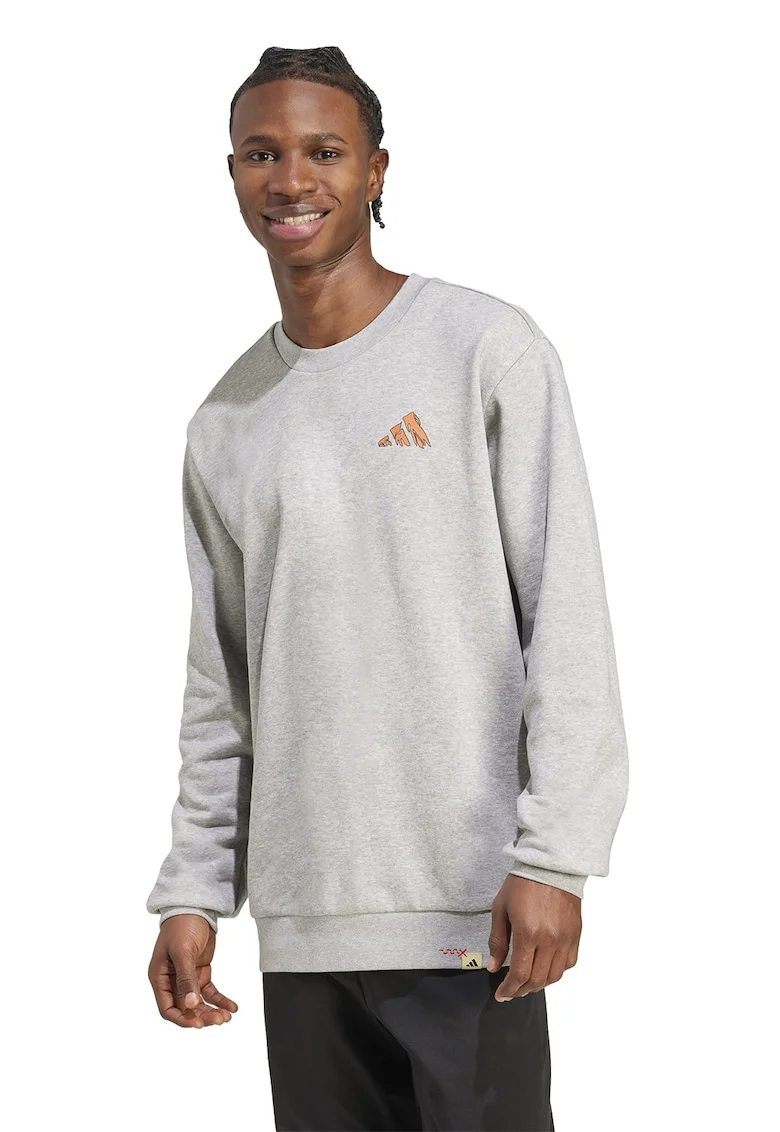 Bluza de trening cu imprimeu grafic pe partea din spate, Portocaliu mandarina/Gri deschis melange/Albastru
