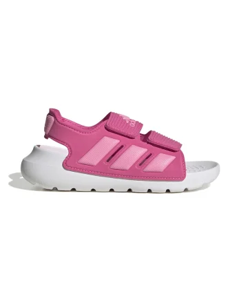 Sandale cu logo si velcro Alta Swim, Roz inchis