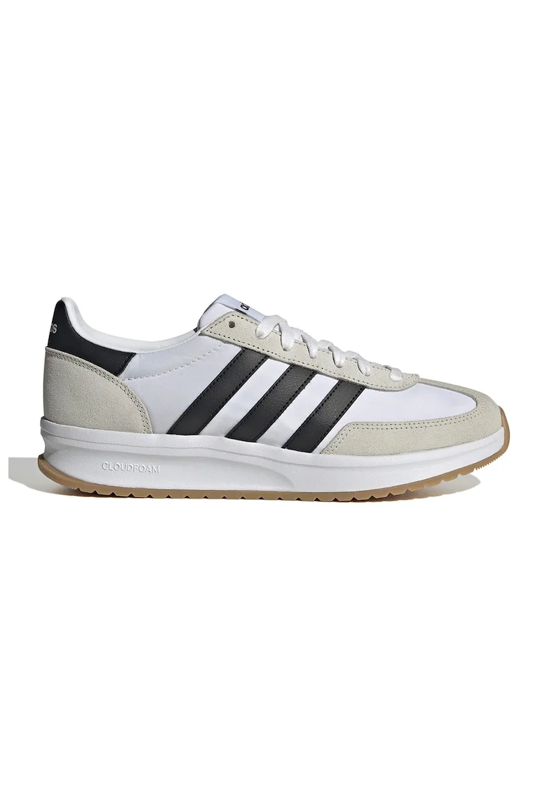 Pantofi sport Run 70s cu insertii din piele intoarsa, Alb/Gri deschis