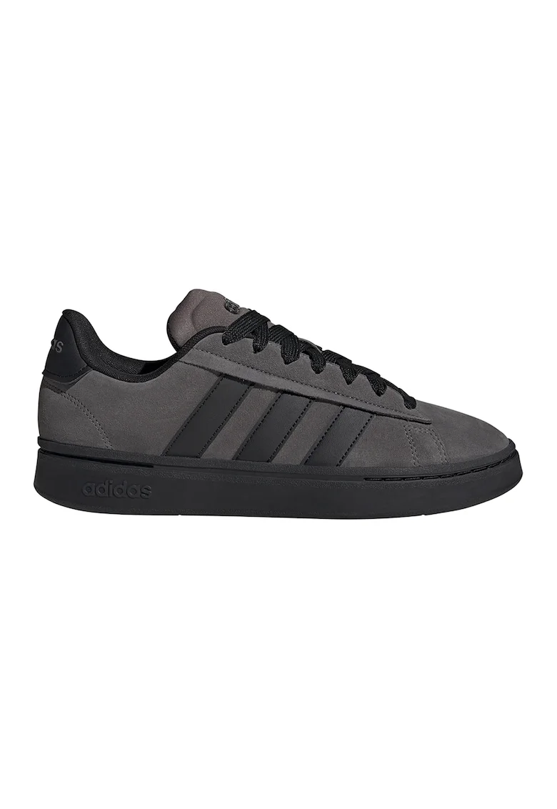 Pantofi sport Grand Court Alpha de piele intoarsa, Gri inchis