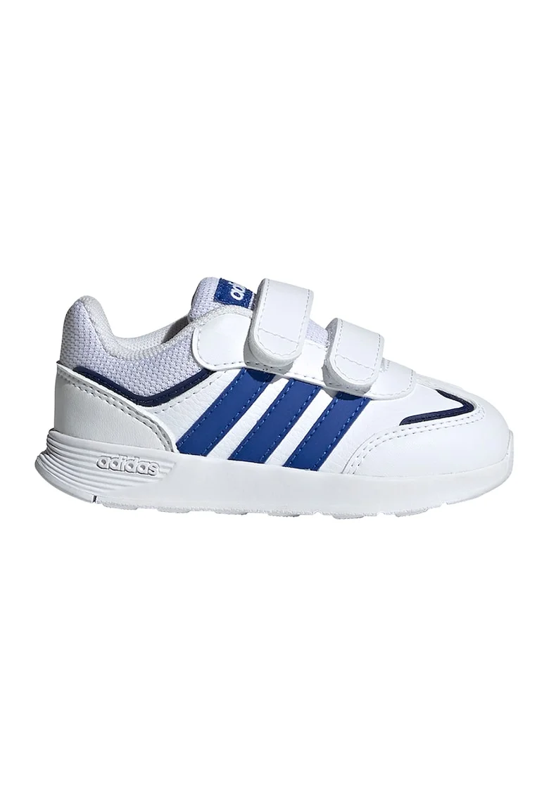 Pantofi sport de piele ecologica cu velcro Tensaur, Alb/Albastru royal