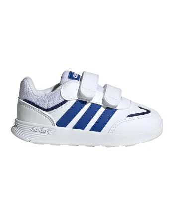 Pantofi sport de piele ecologica cu velcro Tensaur, Alb/Albastru royal