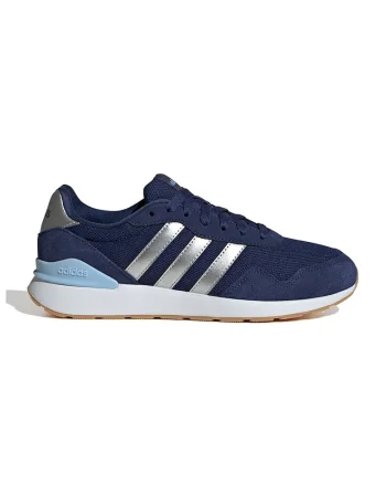 Pantofi sport Run 60s cu insertii de piele intoarsa, Argintiu/Bleumarin