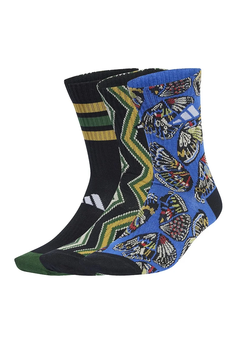 Sosete scurte cu model - 3 perechi, Negru/Galben/Albastru royal