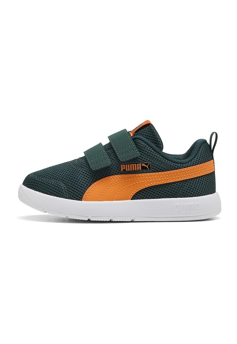 Pantofi sport Courtflex de plasa cu velcro, Portocaliu/Verde englez