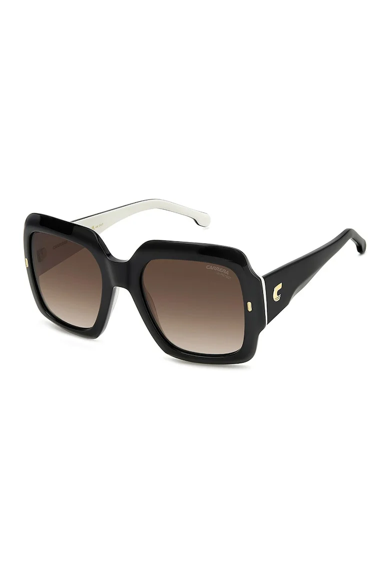 Ochelari de soare cu lentile patrate cu model in degrade, Negru, Negru