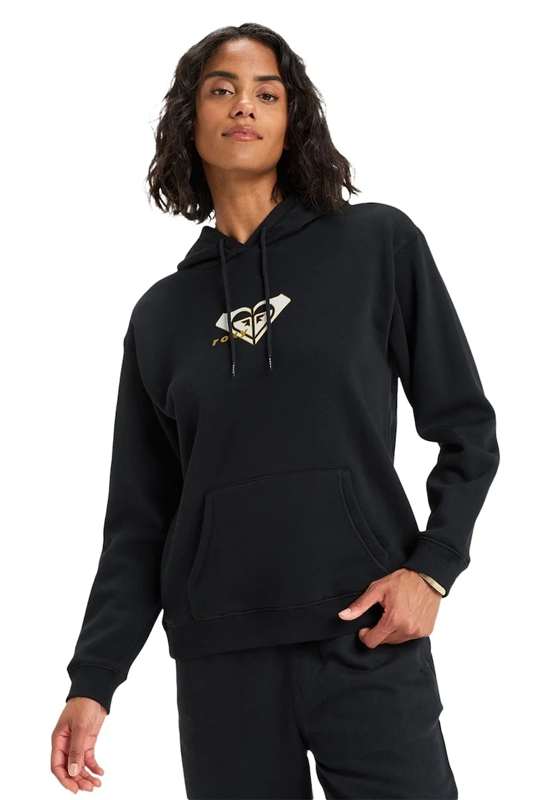 Hanorac din amestec de bumbac cu buzunare kangaroo Surf Stoked, Negru