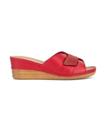 Slapi dama,  590559, Piele naturala, Rosu, Rosu