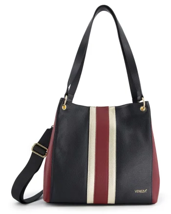 Geanta dama  shopper, piele naturala, multicolor, 31x33x9cm, 3 compartimente interioare, curea detasabila 150cm
