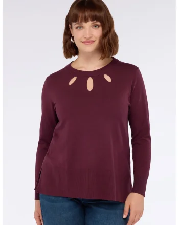 Pulover cu decupaje, Violet tyrian