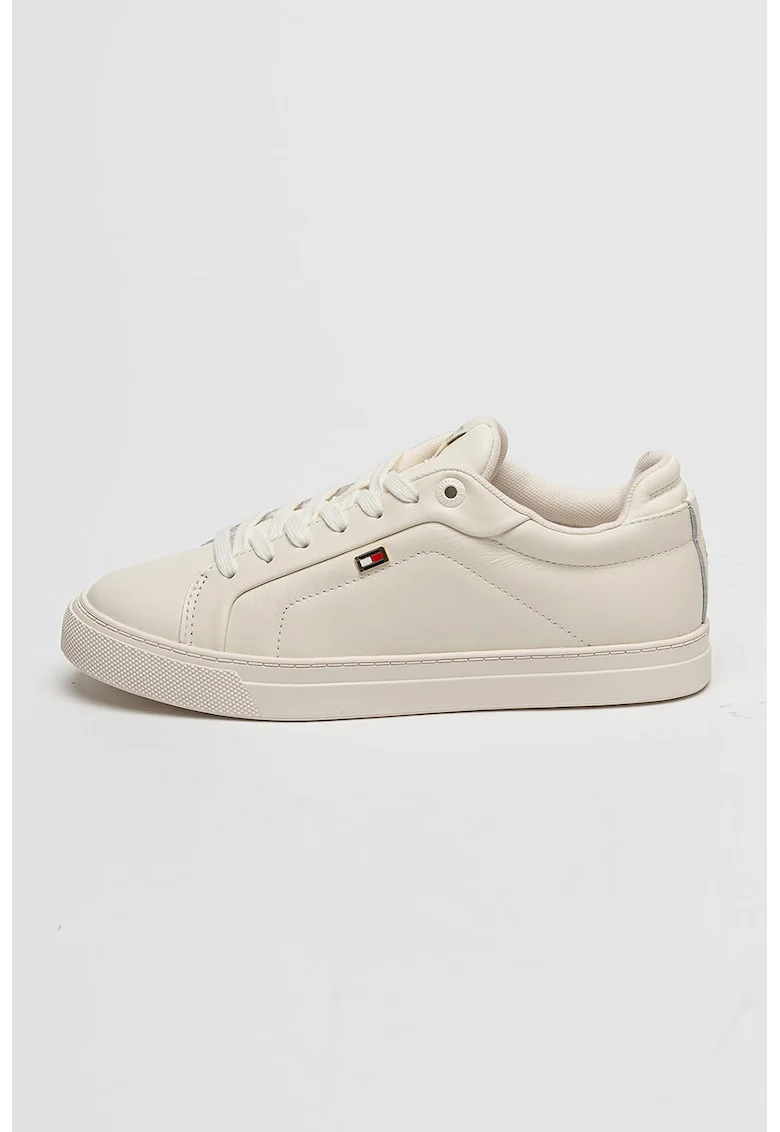 Pantofi sport low-cut din piele, Alb fildes