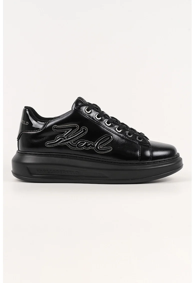 Pantofi sport din piele cu logo stantat, Negru