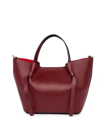 Geanta shopper din piele naturala Veronica, Visiniu