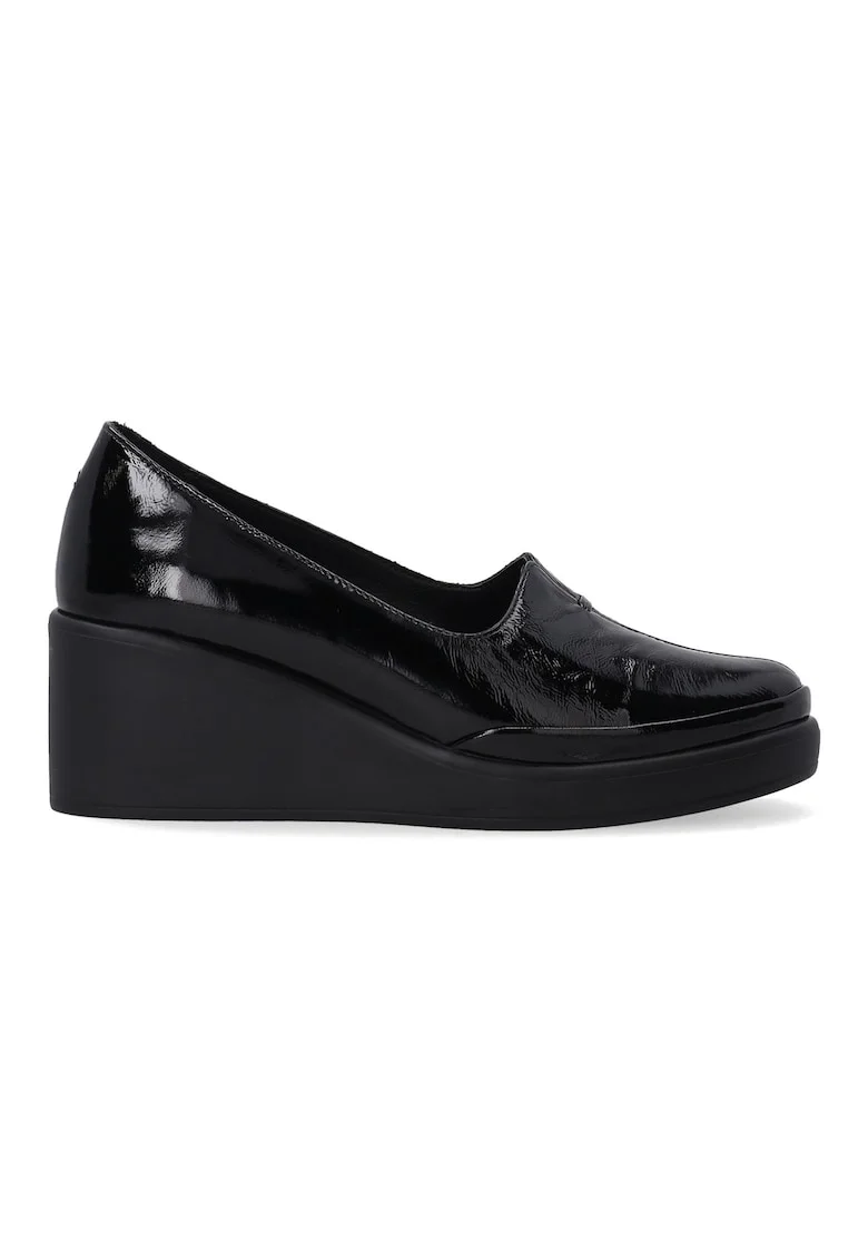Pantofi casual din piele lacuita cu talpa wedge