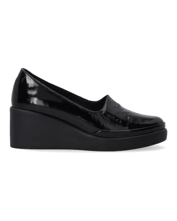 Pantofi casual din piele lacuita cu talpa wedge