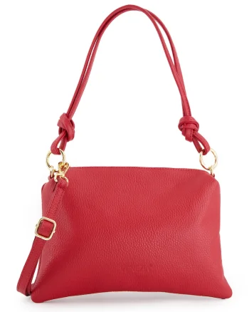 Geanta messenger  piele naturala, rosie, 20x28x4cm, curea detasabila, lungime maxima 128cm