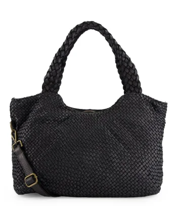 Geanta de umar,  piele naturala, neagra, 30x50x15cm, 3 buzunare interioare, curea detasabila 104cm