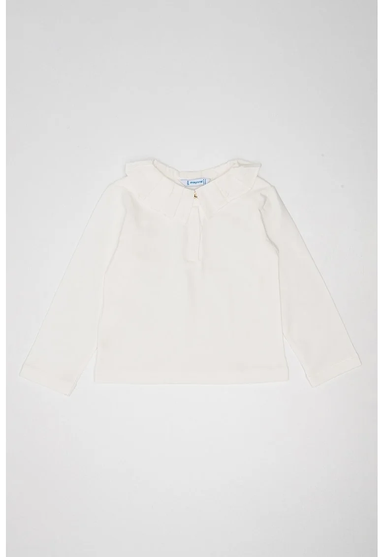Bluza cu guler valurit, Alb optic