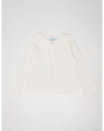 Bluza cu guler valurit, Alb optic