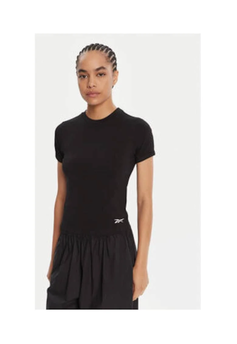 Tricou dama,  negru, 95% bumbac, 5% elastan