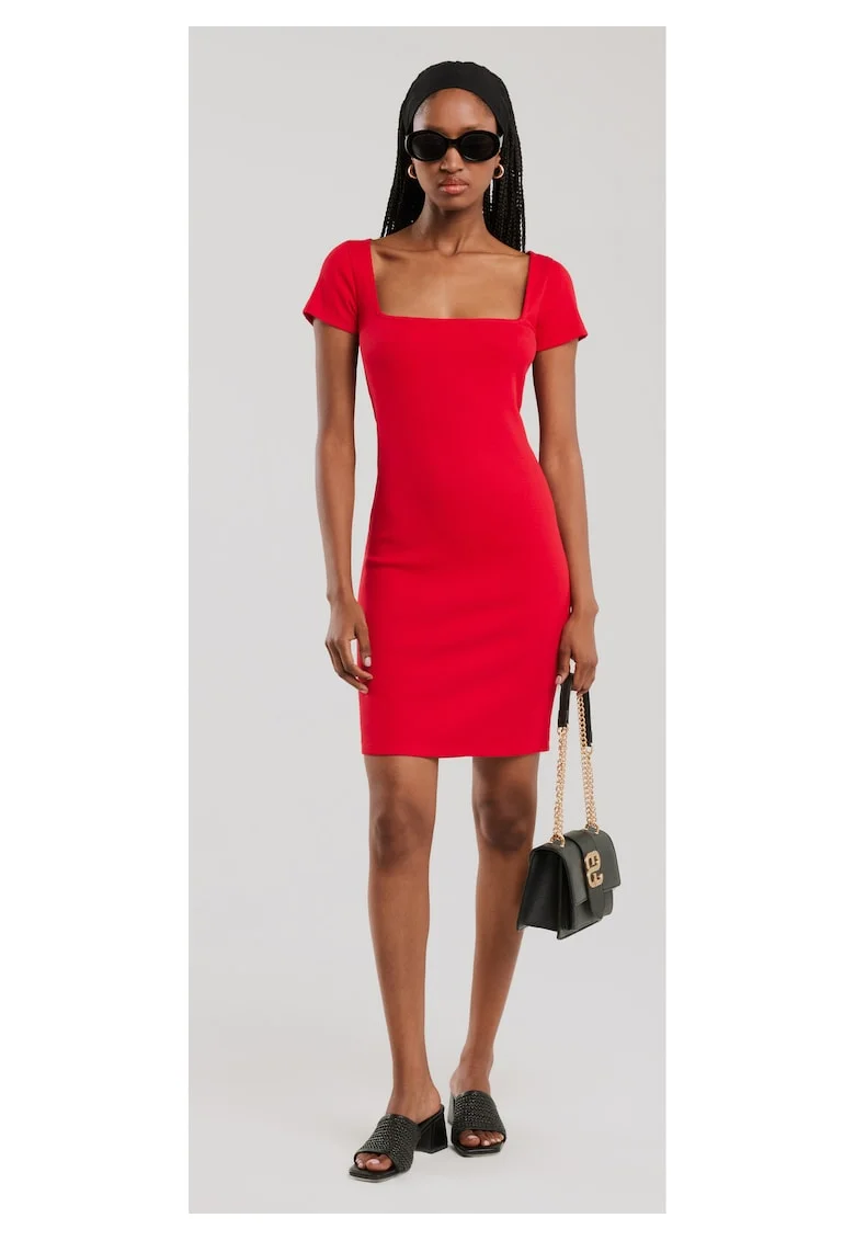 Rochie scurta dama  mulata, tricot, rosu