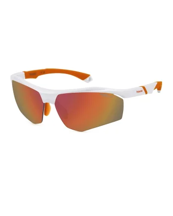 Ochelari de soare wrap cu lentile polarizate, 68-10-135, Portocaliu mandarina/Alb murdar